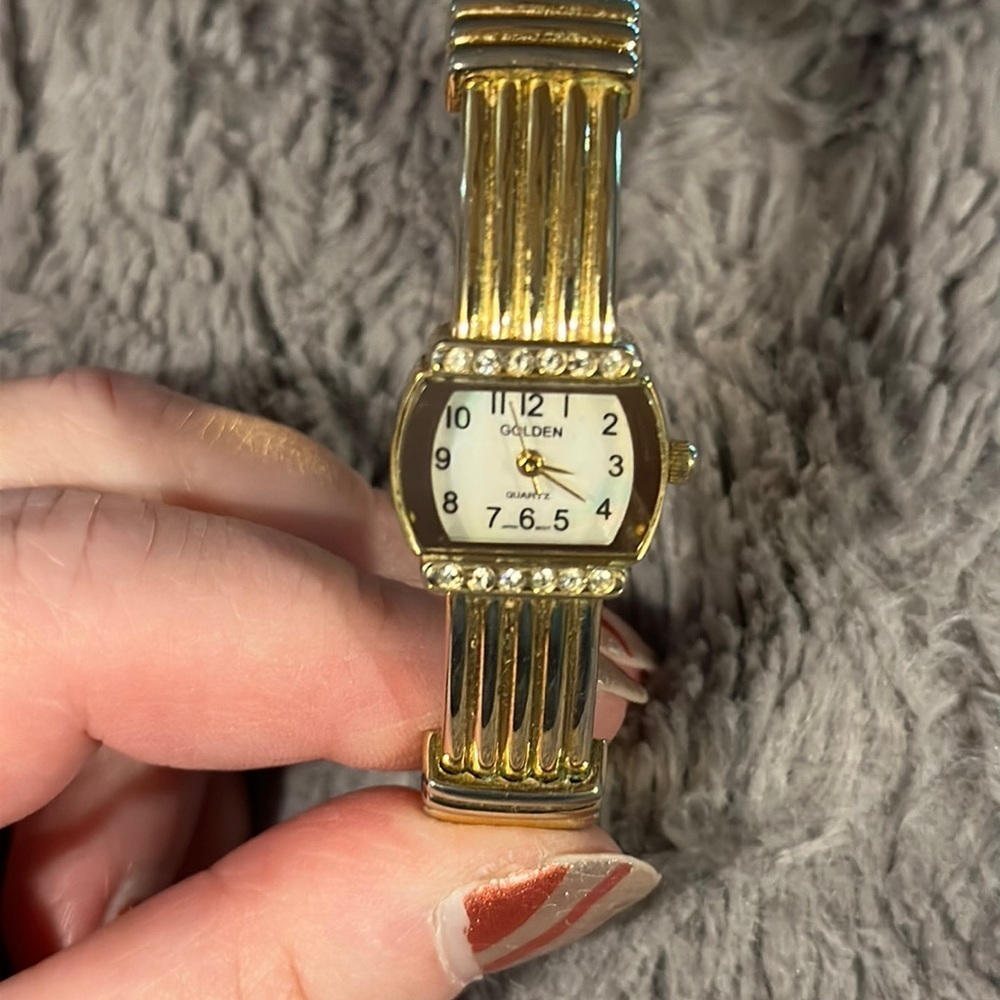 Women’s Goldtone “Golden” Brand Cuff Watch Stainless Steel Japan Movement